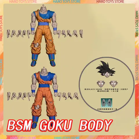 BLACK SHARK Model BSM 02A Dragon Ball Z SHF Goku Body Action Figure SSJ3 Super Saiyan Plastic Model Toys Birthday Gift