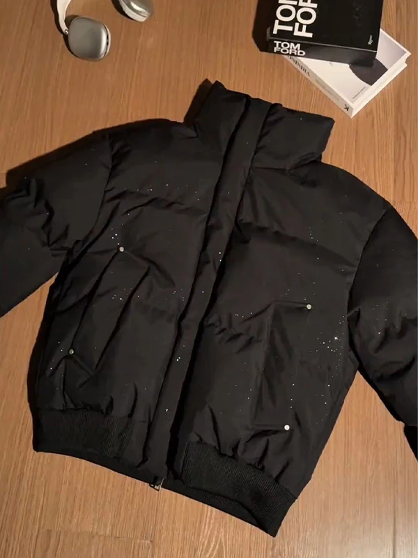 

Утепленная хлопковая куртка с воротником-стойкой, мужская зимняя куртка прямого кроя с длинными рукавами, однотонная, из полиэстера