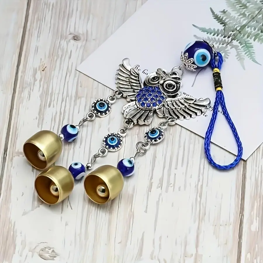 1/5/10/20/50/100pcs -eyed Winged Owl Bell Wind Chime, Outdoor Garden Patio Window Lattice Wall Hanging Decoration, Creative Orna
