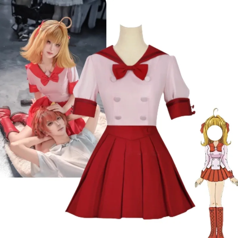 Disfraz de Cosplay de Anime Melody Nanami Luchia, Top rosa de Ruchia, falda roja, vestido de uniforme escolar para mujer, trajes de fiesta de Halloween