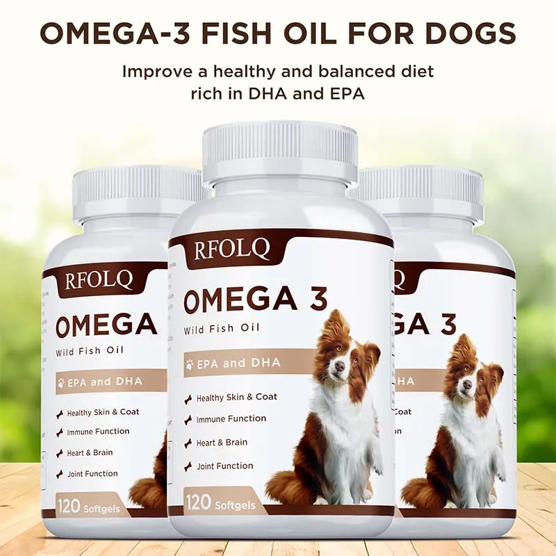 

Omega 3 Fish Oil for Dogs - Helps Relieve Dry and Itchy Skin, Promotes Shiny Hair, with EPA and DHA