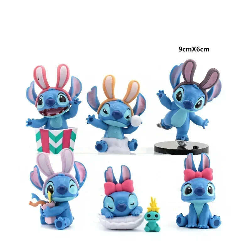 6 stks/partij Disney anime Lilo & Stitch Action figure speelgoed standbeeld collectie desktop model woondecoratie kinderen verjaardagscadeau