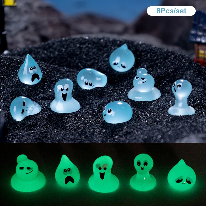 8Pcs Luminous Water Spirit Doll Model Luminous Car Ornaments Micro Landscape Decor Desktop Ornaments Doll House Scene Decor Toy