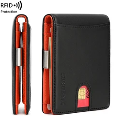 RFID genuine leather business ultra-thin men's wallet luxury minimalist double fold men's credit card holder wallet