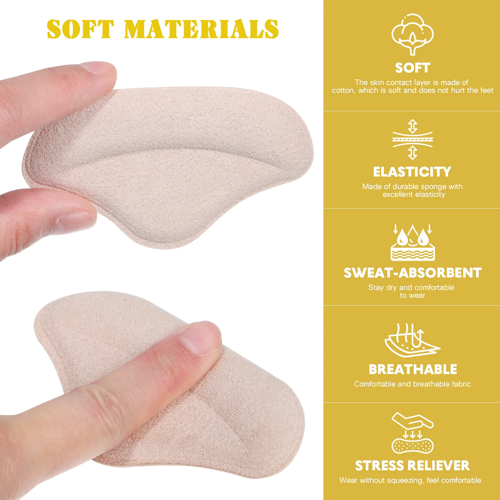แผ่นรองส้นเท้า 4 คู่ สำหรับรองเท้าผู้หญิง ป้องกันการเสียดสี ดีไซน์แบบซ่อน ติดทนนาน บรรจุใยฝ้าย ใส่สบาย