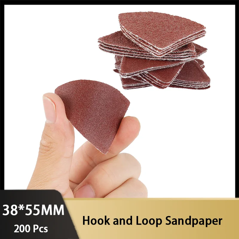 38*55 MM 200 Pcs Hook and Loop Finger Sanding Pads for Oscillating Multi Tool Sanding Pad Grit 40-240# for Polishing Metal Wood