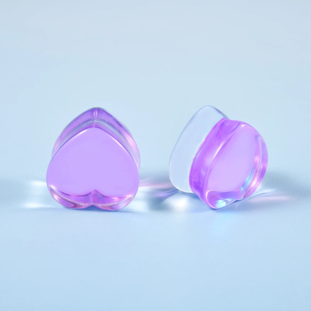 Mode Transparent Solide Rosa Lila Glas Herzförmige Ohr Expander Ohrmuschel Piercing Schmuck Ohr Expansion Artefakt 6-25mm – Detail 24