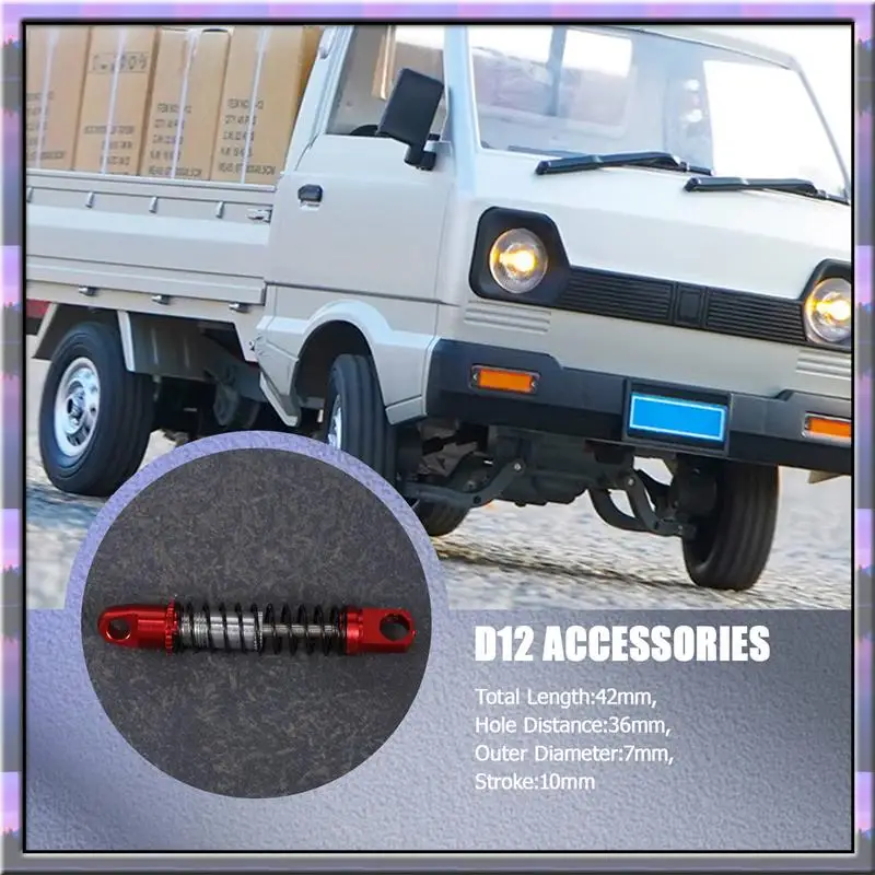 A49U Für WPL D12 RC Auto Metall Hinten Stoßdämpfer Dämpfer Mit Halterung Festen Sitz Upgrades Teile Zubehör