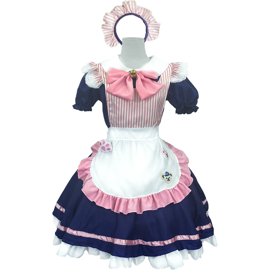 Cafe Maid Cosplay Costume Maid Dress Sweet Lolita Dresses for Girls Woman Coffee Waitress Maid Outfits Role Play Party Costumes