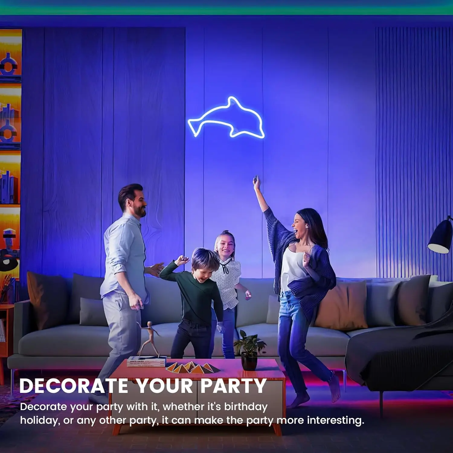 Dolphin Neon Sign USB Powered Neon Lights Signs Dolphin Night Light Nautical Decor Ocean Decor Under The Sea Party Decorations