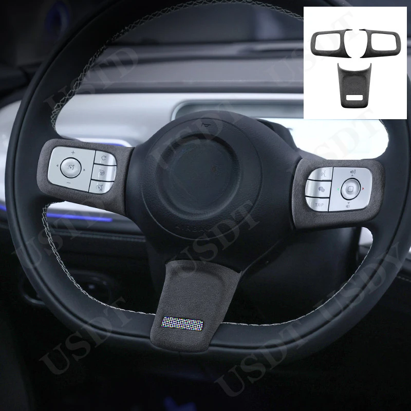 

Подходит для Mercedes Benz Smart 1 One 2023 2024, верхняя замшевая крышка рулевого колеса автомобиля, коврик, передняя эмблема, значок, логотип, наклейка