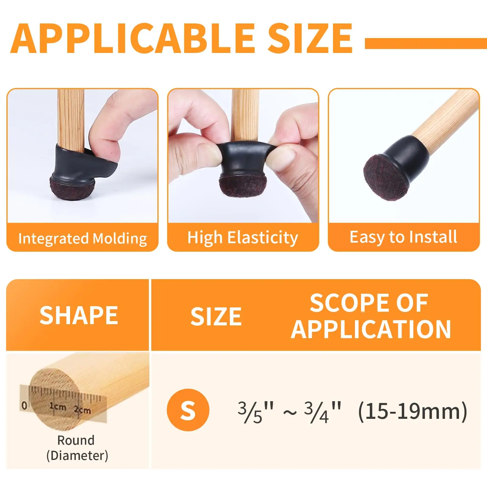 8PCS Black Silicone Chair Leg Floor Protectors Small Round Metal Barstool Leg Furniture Table Feet 360 Degree Protection