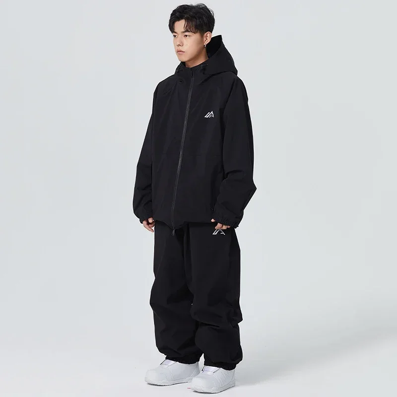 

2025 New Pro Waterproof Snowboard Hoodie Pants Adult Skiing Suites Couple Loose Warm Ski Clothes Winter Windproof Snow Tracksuit