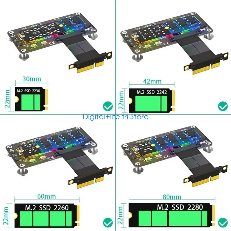 E06D Fast Speed NVME SSDs Converters to PCIe 4X Adapter Card with Cooling Fan for Enhanceds Computer Performances