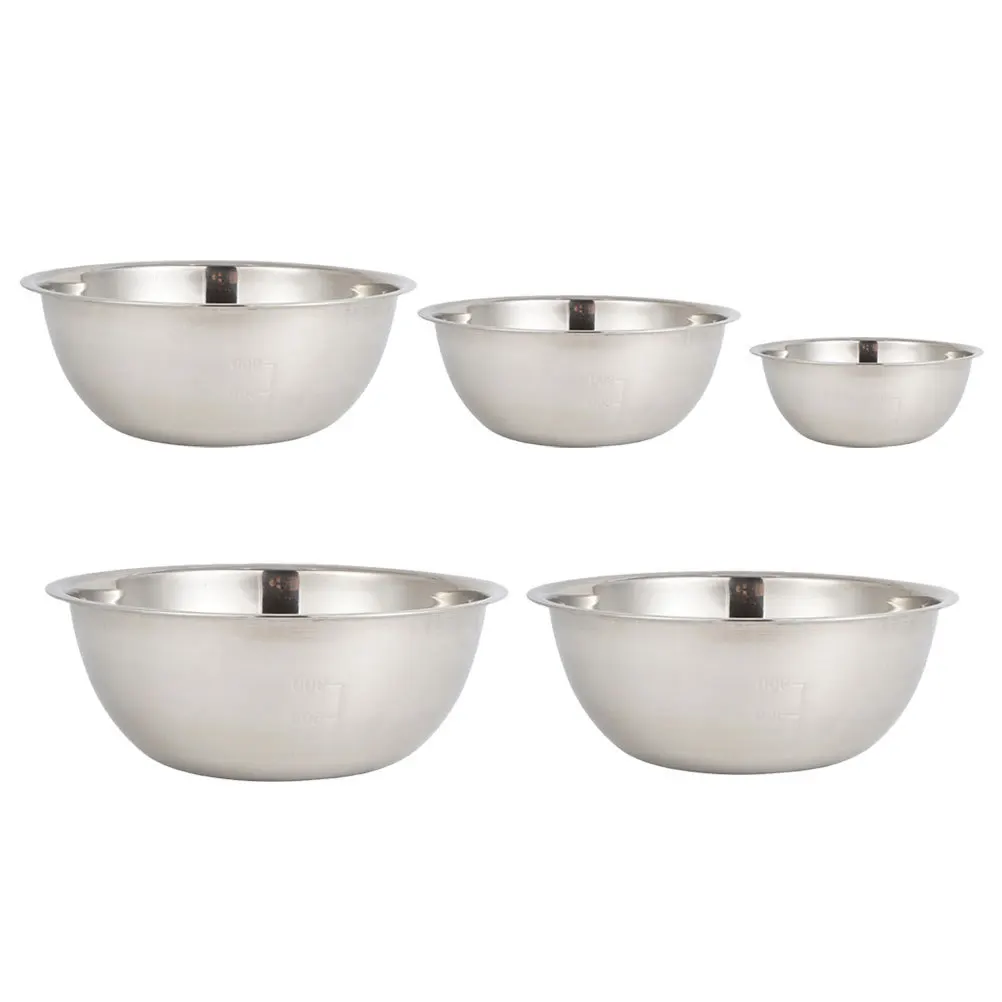 

5pcs Stainless Steel Bowl Set Large Mixing Bowls For Salad Dough Egg Baking Cooking Food Prep Kitchen Supplies Prep Bowls