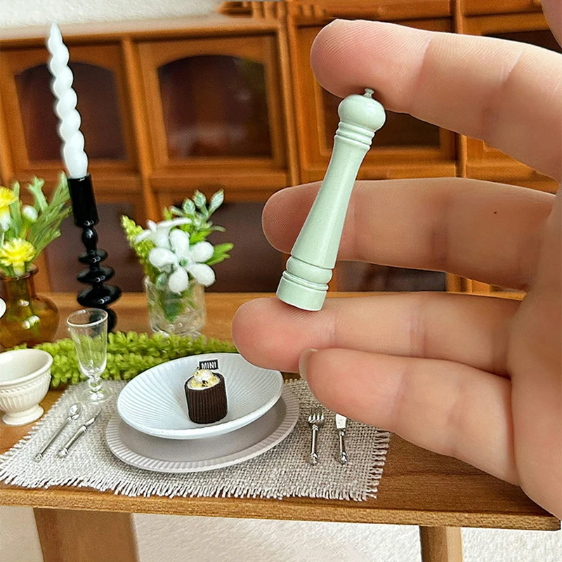 [JN] 3Pcs Doll House Furniture Alloy Cooking Pepper Grinding Bottle Miniature Scene Model Gift Dollhouse Kitchen Accessories