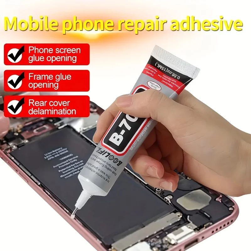 B7000 pegamento de mantenimiento de teléfono móvil, pegamento de joyería, transparente no amarillo, desmontable, adecuado para la tela plástico cuero y otros materiales, adecuado para el mantenimiento de teléfono móvil