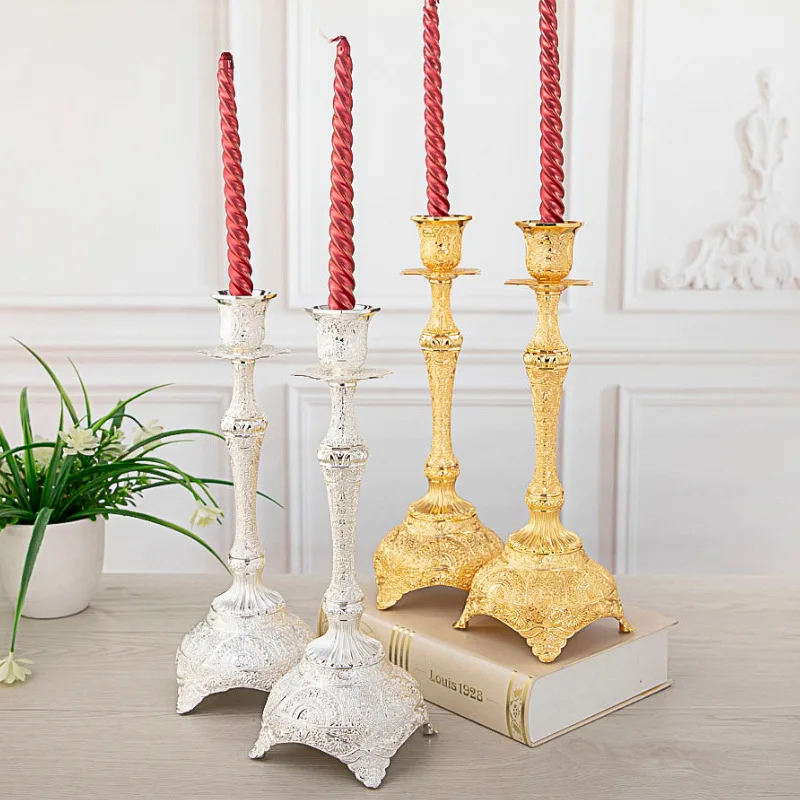 2pcs/pair gold/silver metal candle holders candlestick christmas decoration home table decoration for candle stick ZT162