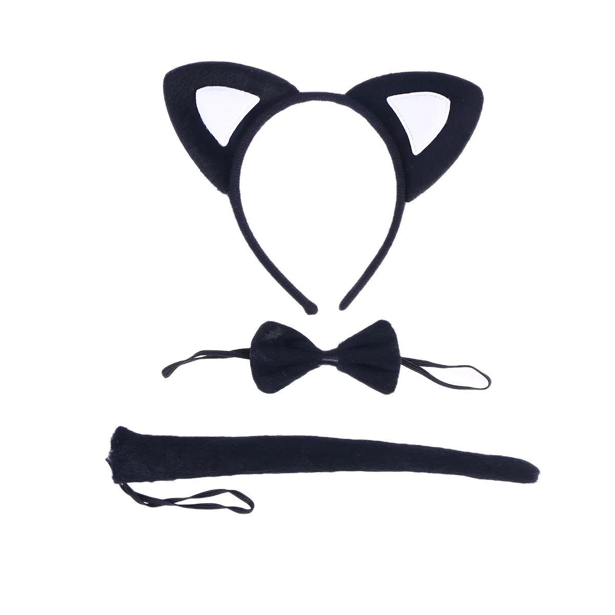 

3Pcs Kids Cat Ears Headband Bow Ties Tail Set Party Cosplay Costume (Black and White) cat cosplay cat cosplay set