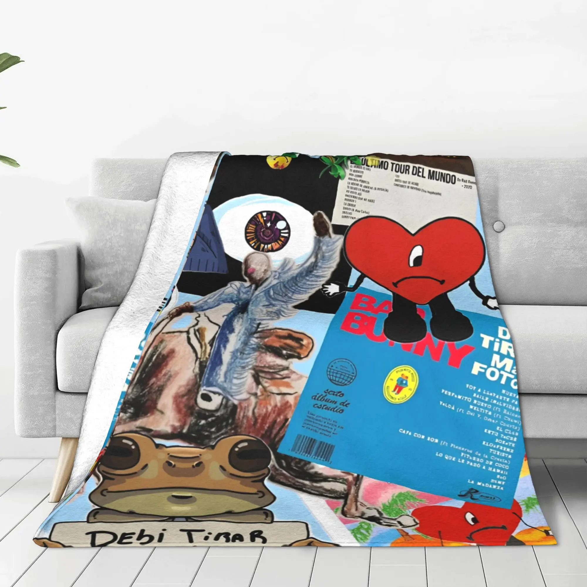 Bads Bunnys Debi Tirar Mas Fotos DTMF Throw Blanket for Couch  Soft Fuzzy Plush Blanket 50x60 Inches Bedspread for All Seasons