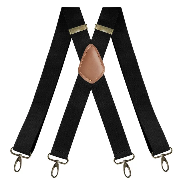 Szelki Vintage dla mężczyzn Heavy Duty Big Tall 3,5 cm X-Shape 4 karabińczyki Regulowane elastyczne szelki do spodni Wesele