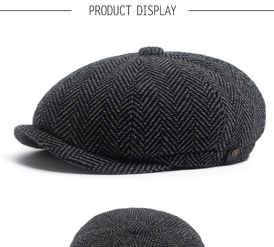 Neue Retro Fischgräten Zeitungsjunge Mütze Für Männer Herbst Winter Warme Baskenmütze Frauen Mode Vintage Hut Hip Hop Weibliche Flache Kappen Berets – Detail 4