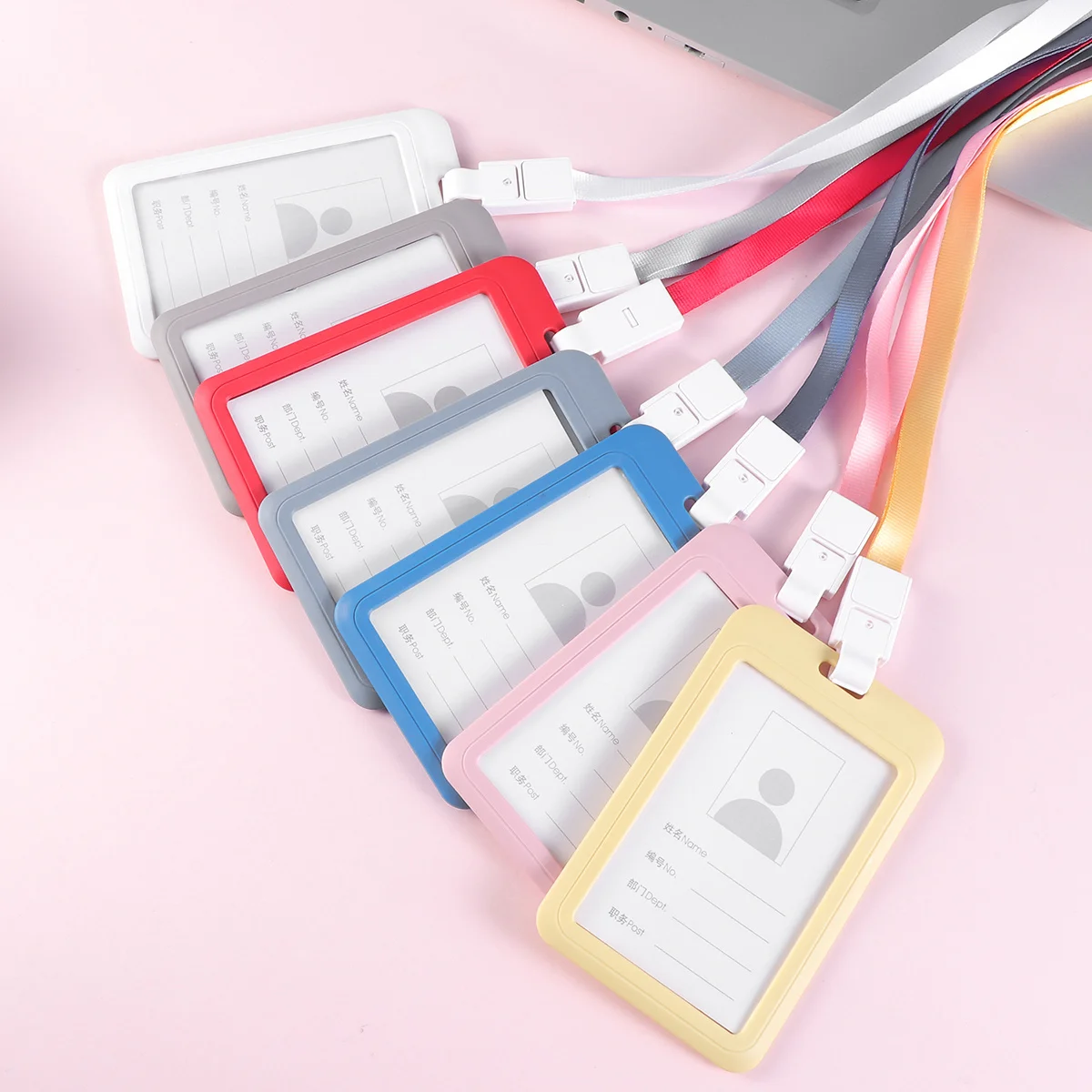 

Badge Holder Lanyard White Plastic Id Card Case Clear Window Business Card Protector For Work School Badge Display