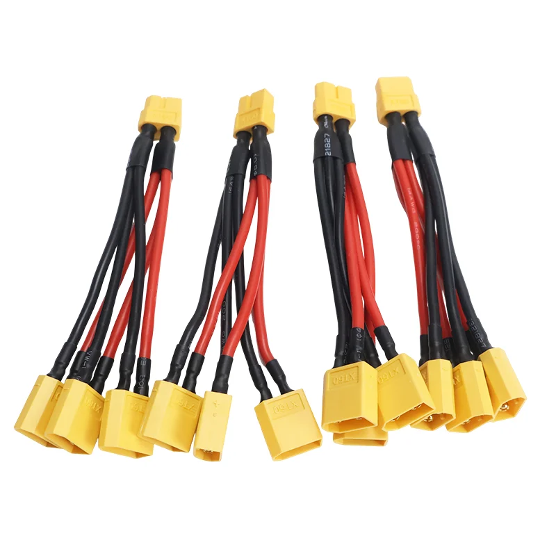 4 قطعة XT60 موصل البطارية المتوازي ذكر/أنثى المزدوج تمديد 3-Way 14AWG سلك السيليكون Y الفاصل 100 مللي متر لشاحن البطارية #3
