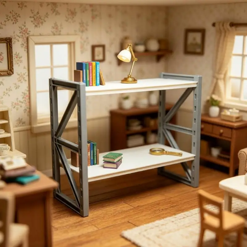 

1/12 Scale Dollhouse 1Pcs Simulation Mini Furniture Adjustable Mini Storage Shelf Model Doll House Display Racks