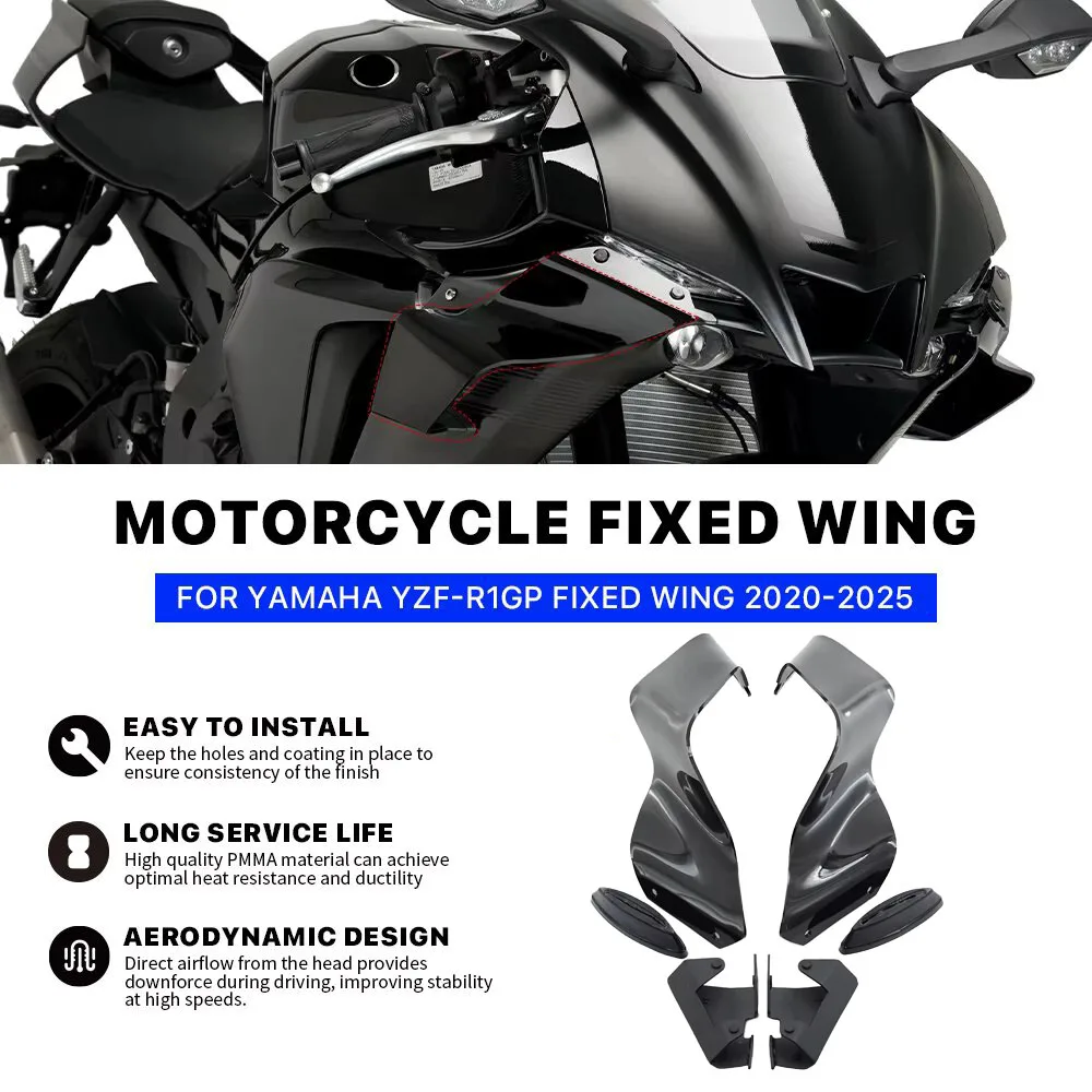 

For Yamaha YZF R1 R1M 2020-2025,NEW Motorcycle Fixed wing, ABS Carbon fairing accessories, Spoiler Wing Aerodynamic Winglets