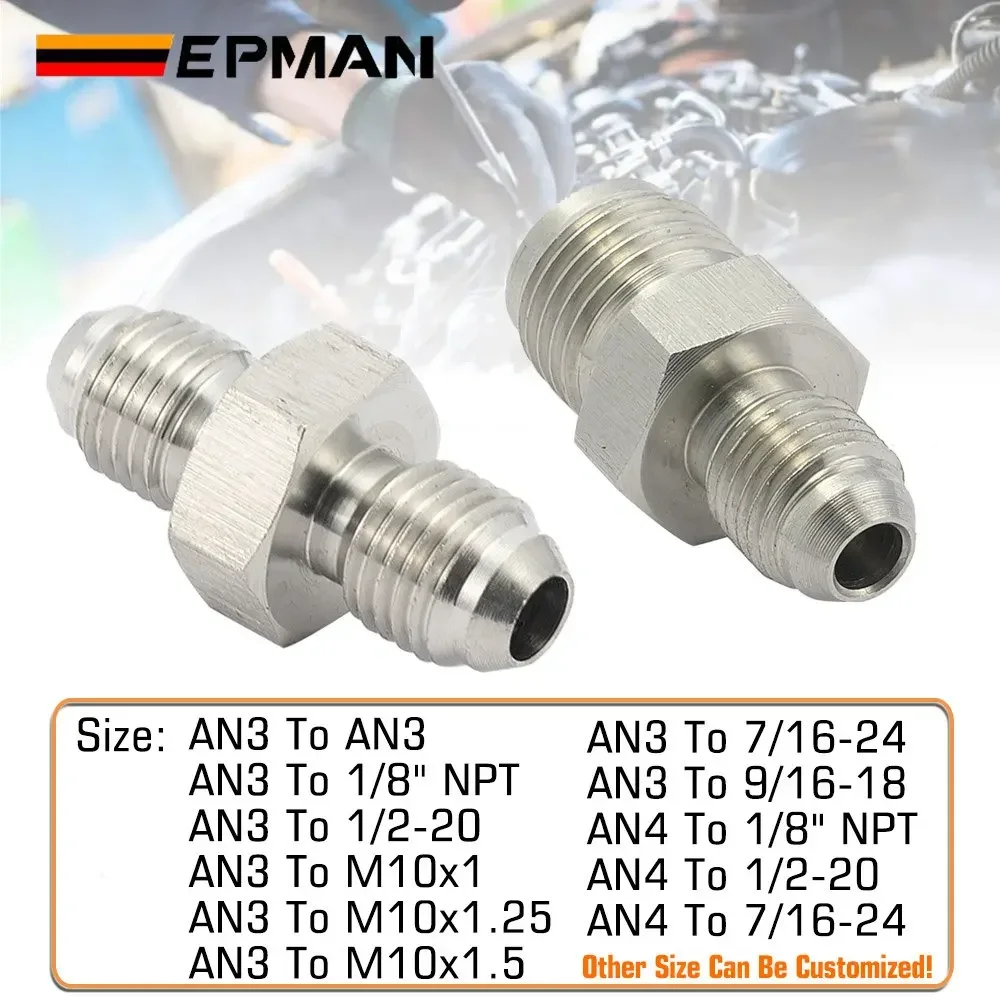 EPMAN Inverted Flare Fitting Turbo Oil Feed Adapter To Male AN3 AN4 Stainless Steel 304 EPCGQ161