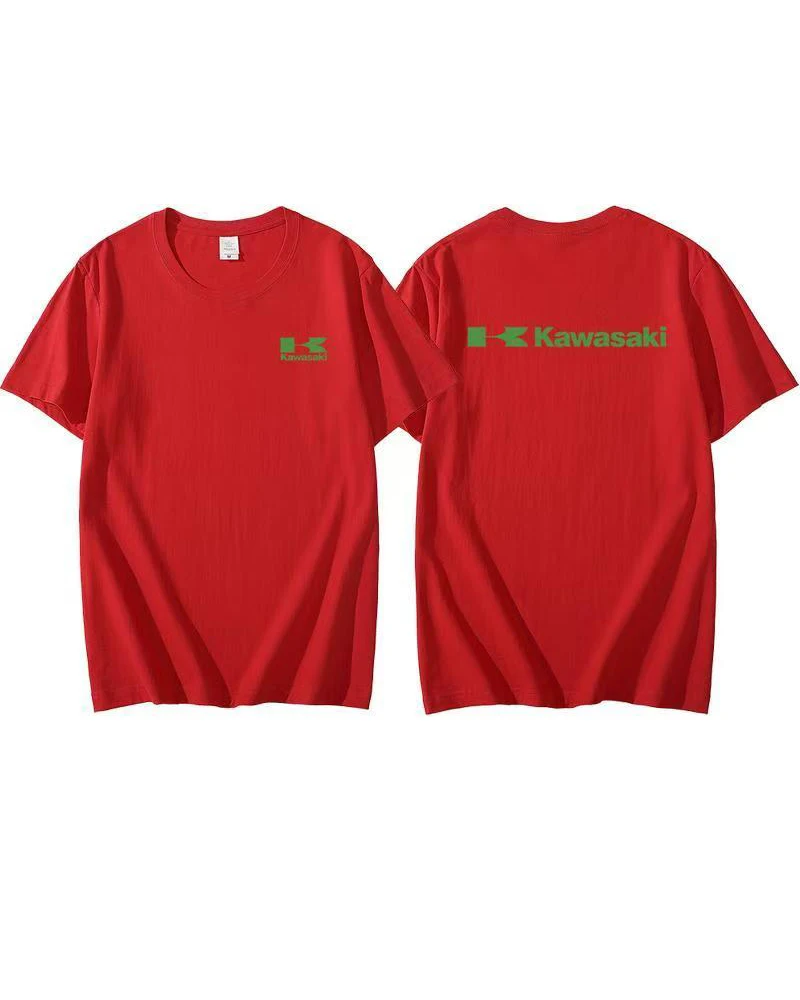 

Kawasaki motorcycle short sleeved T-shirt for men and women motorcycle enthusiasts, cycling clothes, cotton summer
