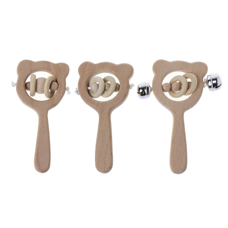 Wooden Baby Rattle Toys Grip Ring BPA Free Newborn Gift Baby Natural Color for Infant for Play Ig Popular Newborn Gift