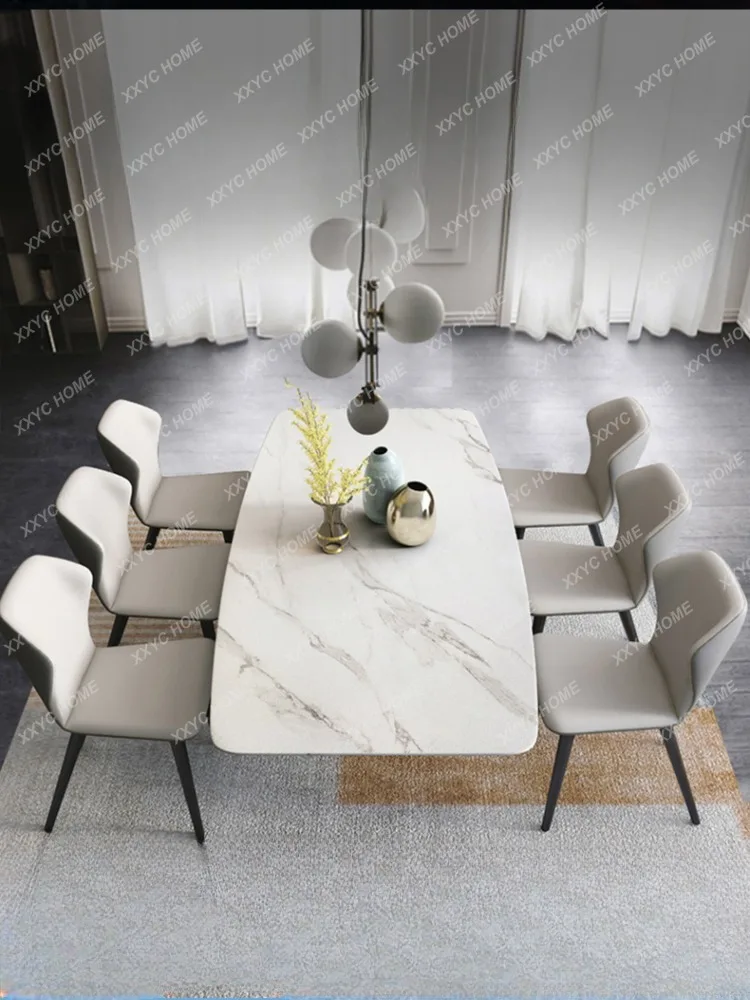 Stone Plate Dining Tables and Chairs Set Household Rectangular Dining Table Simple Modern Large and Small Apartment Type