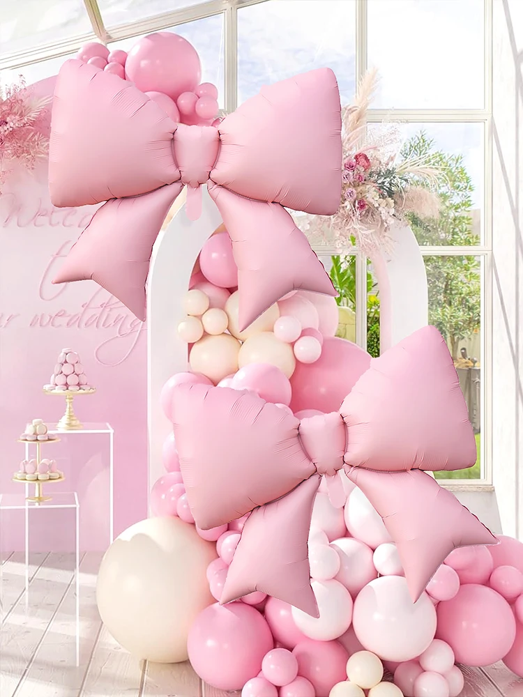 2/4 Stück matte hellrosa schleifenförmige Ballons, geeignet für Schleifendekoration, Prinzessinnen-Geburtstag, Brautparty, Junggesellinnenabschied. – Detail 7