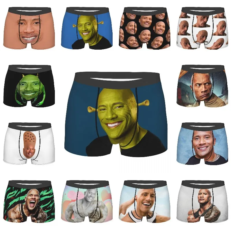 Dwayne The Shrok Johnson Underwear Men Sexy Print Custom The Rock Muscle Man Boxer Shorts Panties Briefs Soft Underpants