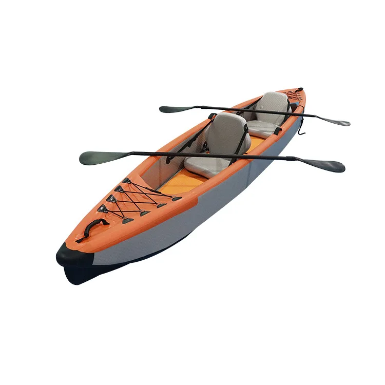 Two Person Drop Stitch Inflatable Kayak Complete Accessory Set Lightweight Portable Watercraft For Lake River Outdoor Sport