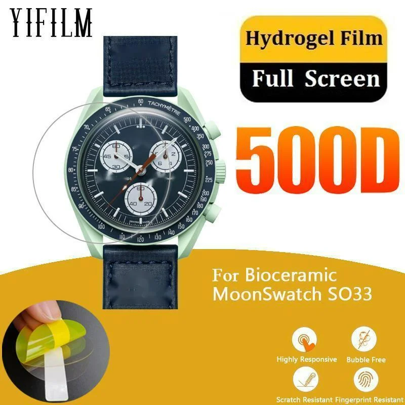 Película de cobertura completa para reloj Omega Swatch Co, Protector de pantalla para Bioceramic MoonSwatch SO33, película de hidrogel de TPU suave, 3 piezas