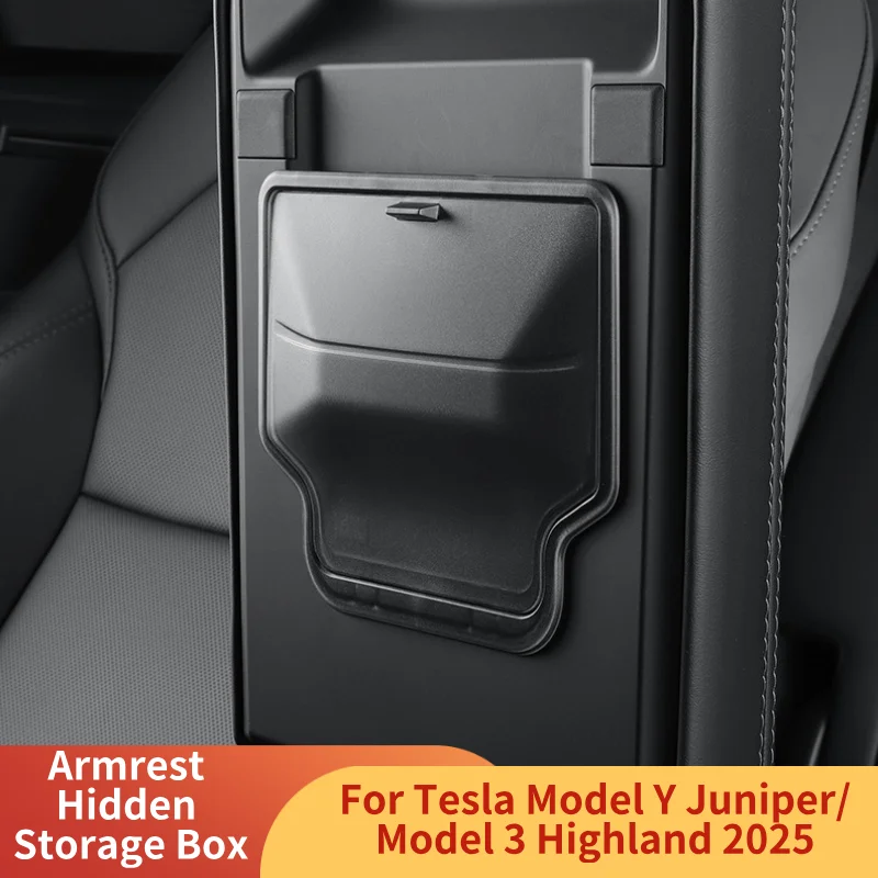 

Armrest Hidden Storage Box for Tesla Model Y/YL Juniper/Model3 Highland Magnetic Attraction Armrest Holder Box Console Organizer