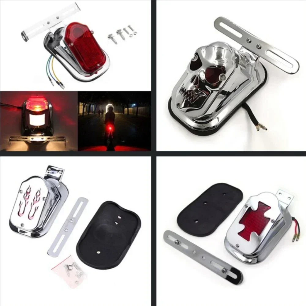 

Metal Chrome Red Tombstone Brake Tail Light Signal For Harley Davidson Bike Motorcycle Parts