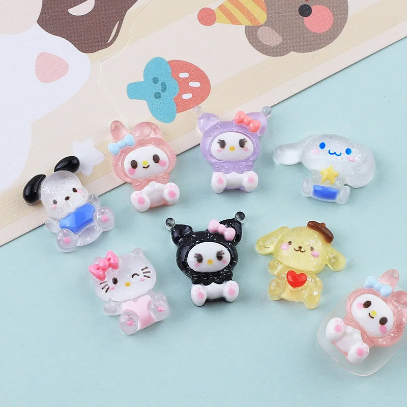 

10-50Pcs Sanrio Kuromi Hello Kitty Resin DIY Brooch Hairpin Jewelry Handmade Accessory Phone Shell Cinnamoroll Resin accessories