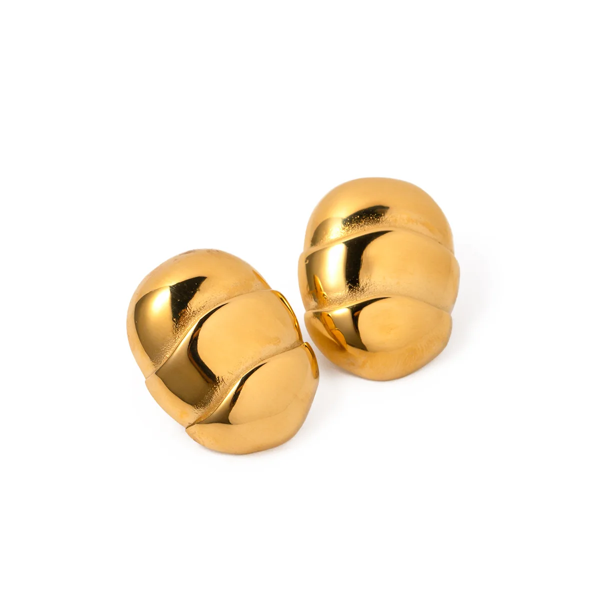 

Stainless Steel PVD 18K Gold Plated Tarnish Empty Button Earrings For Woman Jewelry Wholesale Trendy