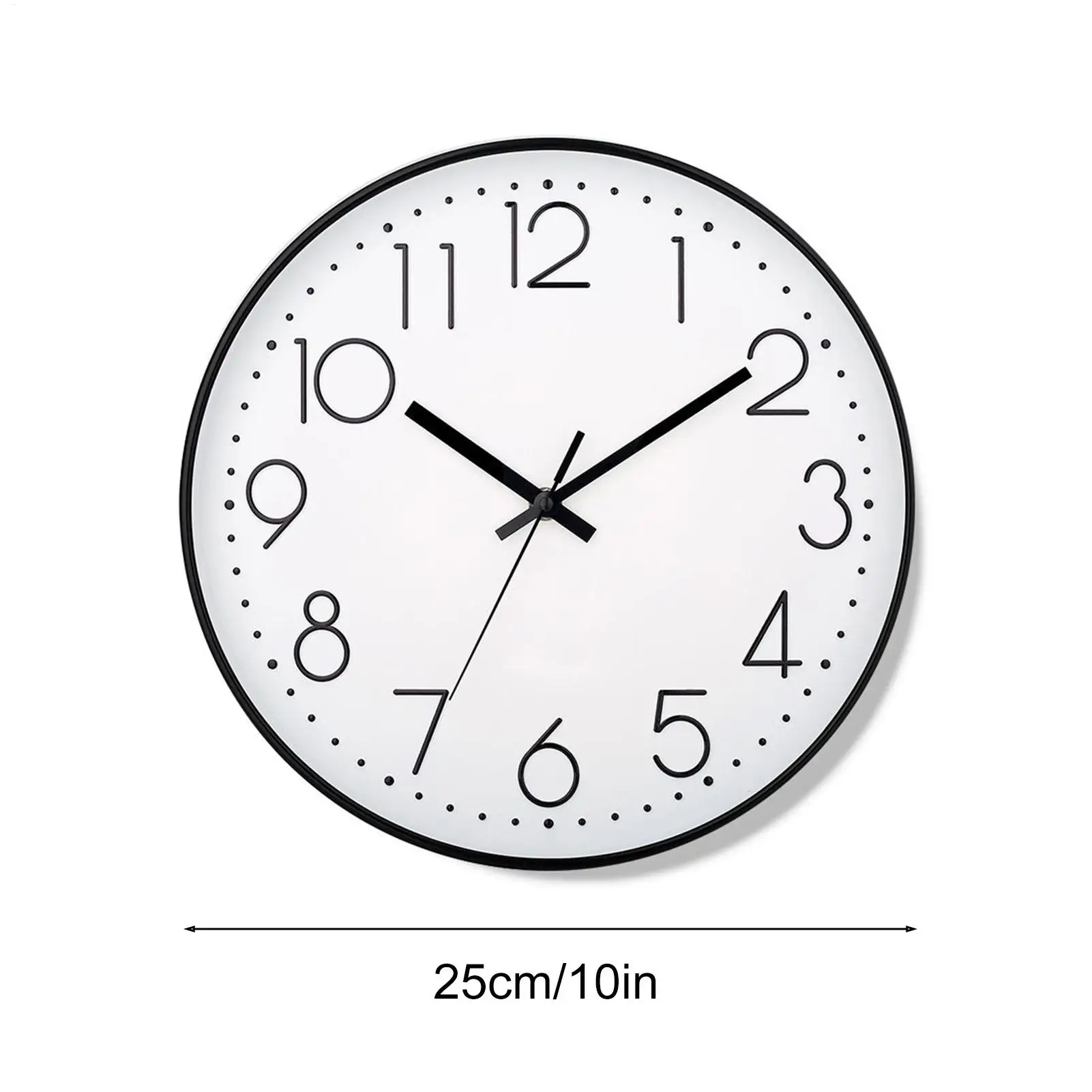 ساعة حائط غير موقوتة 10 بوصة ساعة حائط لغرفة النوم تعمل بالبطارية عرض الوقت ديكور المنزل لمستأجر أصحاب المنازل