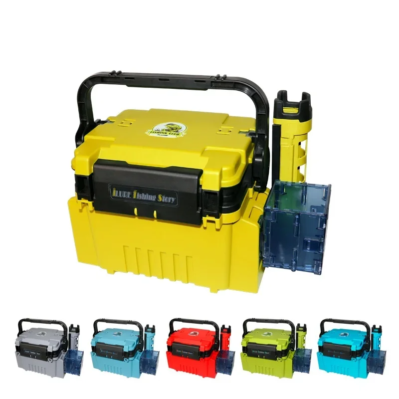 Hot Sale Fishing Tackle Storage With Rod Holder Fishing Box Storage Multi-function Double-layer Fishing Tool Box