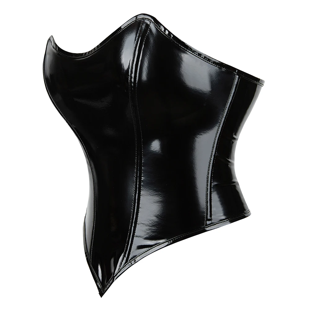 Vintage Slimming Binder Bustier Shaper Glitter Leather Plastic Bone Corset Woman With Zip