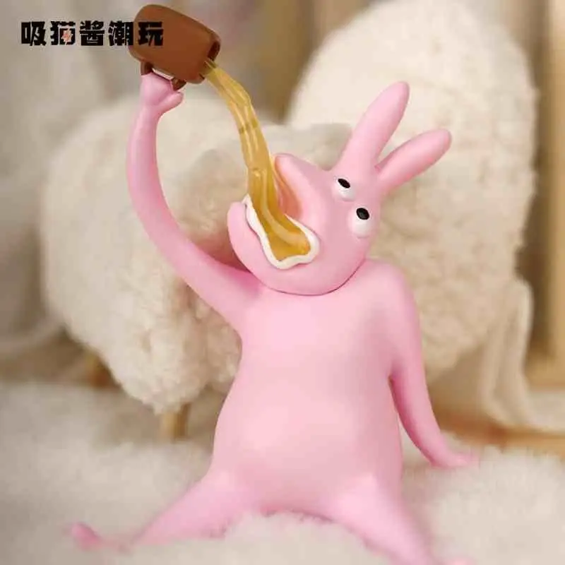 الوردي الأرنب الرسمية أصيلة تمثال صغير سلسلة مجردة العصرية صندوق أعمى لعبة ملتوي عرض قطعة تحصيل اللعب