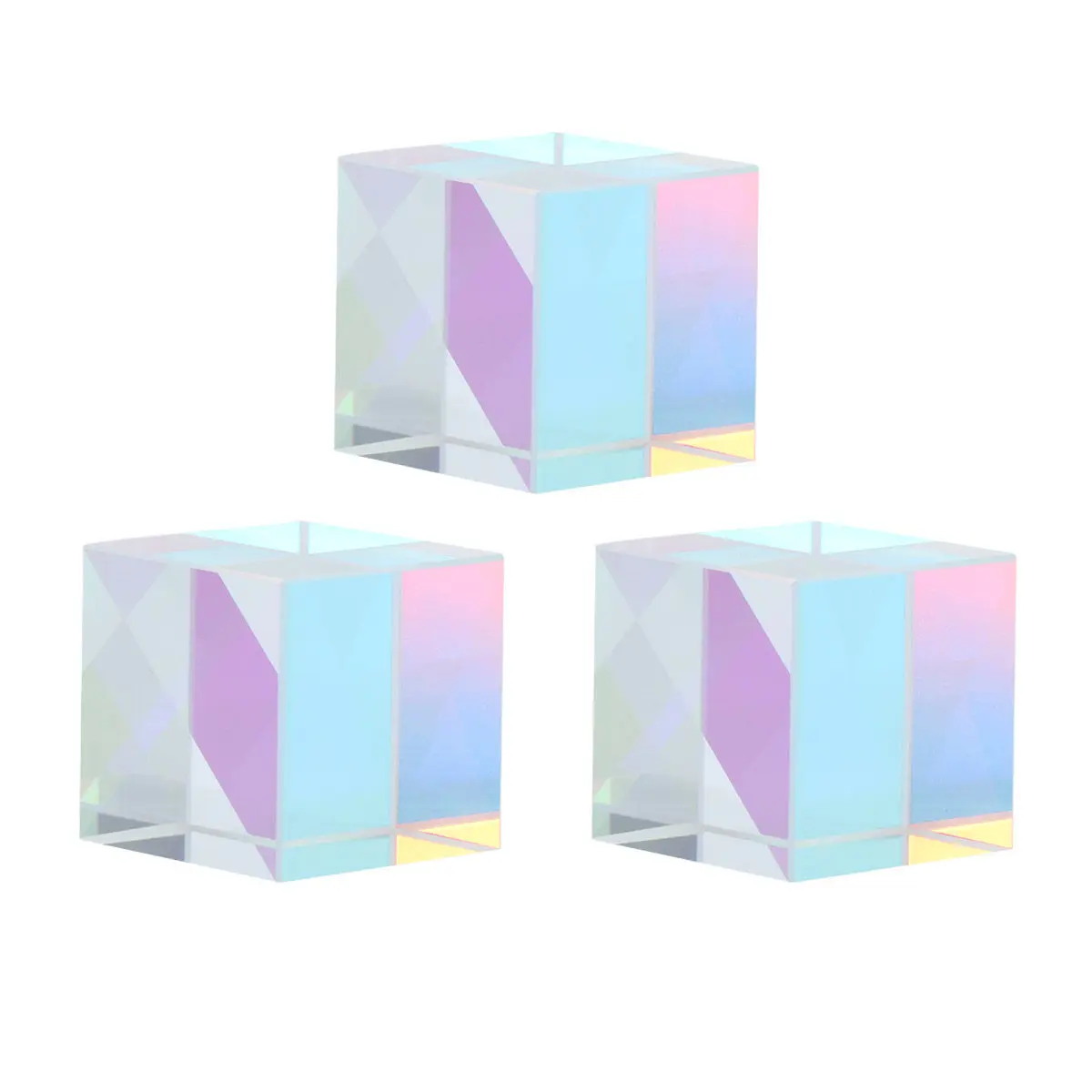 3Pcs Optical Glass Dispersion Cube White Light Rgb Split Physics Teaching Tool Science Experiment Cube Dispersion Prism
