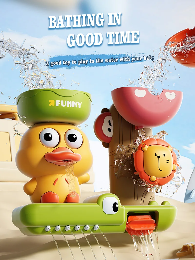 크리 에이 티브 작은 노란색 오리 물 자동차 욕실 풀 물 장난감 여러 모드 귀여운 만화 오리 재미 귀여운 표현 목욕 장난감