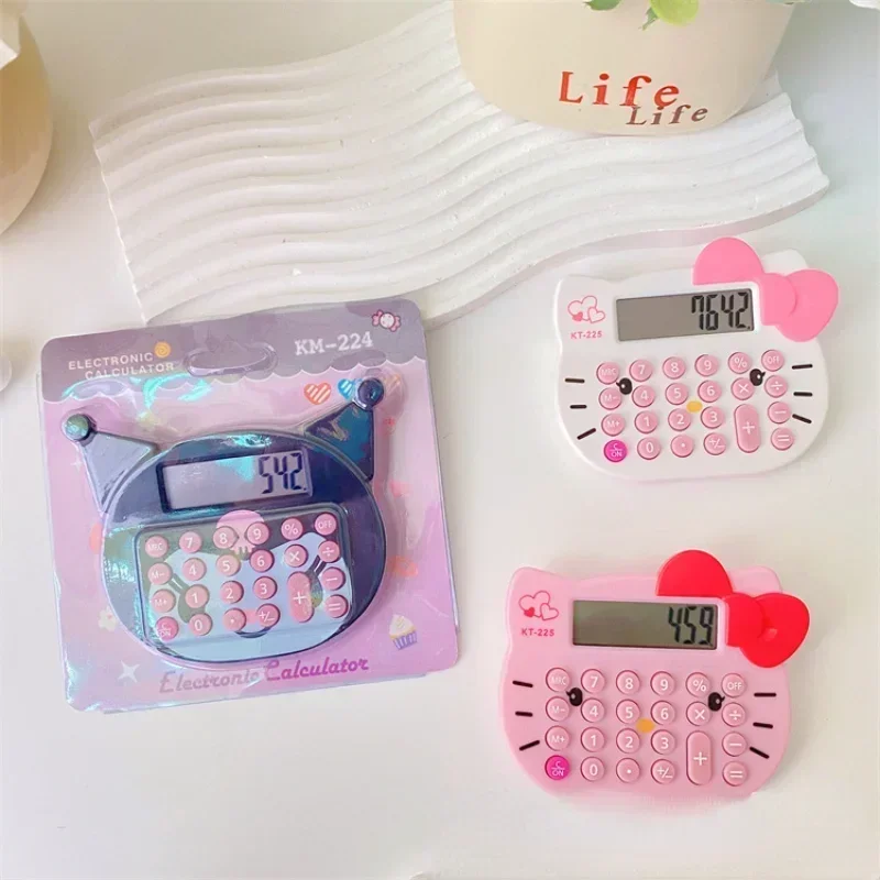 Anime Figure Sanrio Kawaii Kuromi Hello Kitty 8 Digits Mini Calculator Office School Student Accounting Creative Ideas Wholesale