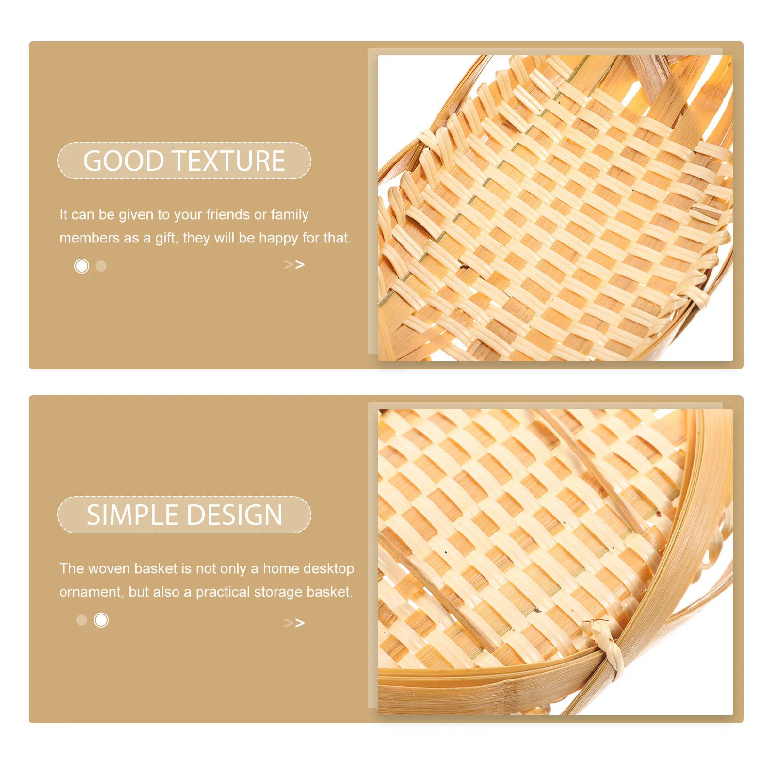 

Bamboo Woven Storage Basket Rustic Fruit Bread Snack Organizer Multifunction Household Food Container Woven Food Basket